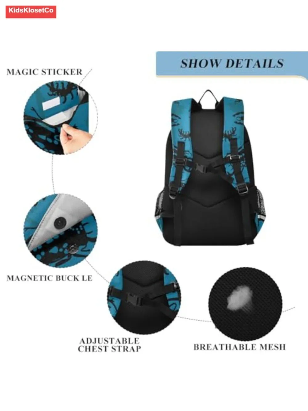 Kids Lightweight School Backpack with Reflective Strips Polyester